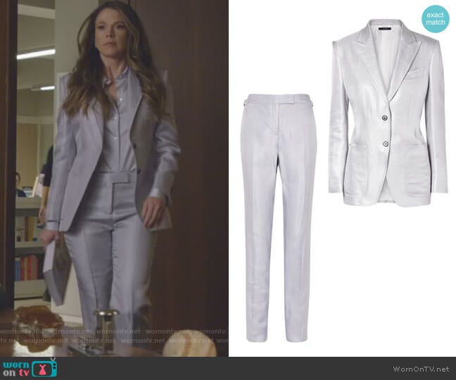 Tom Ford Metallic Woven Blazer worn by Liza Miller (Sutton Foster) on Younger