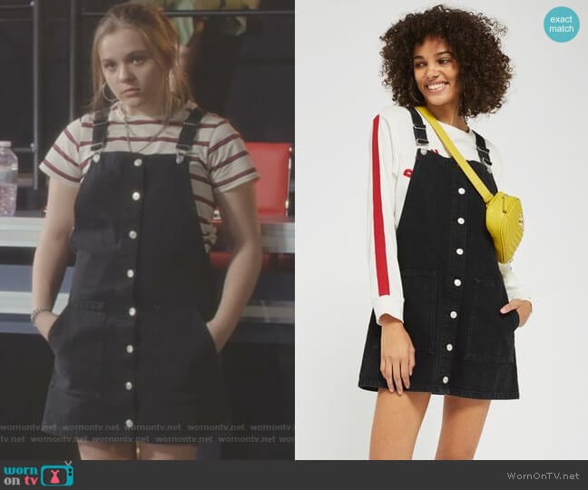 Topshop Button Through Pinafore Dress worn by Daphne Conrad (Maisy Stella) on Nashville