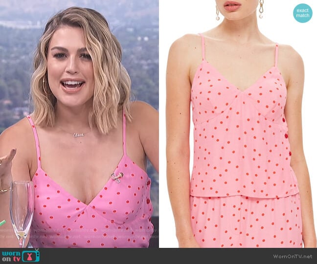 Topshop Spot Print Button Camisole worn by Carissa Loethen Culiner on E! News