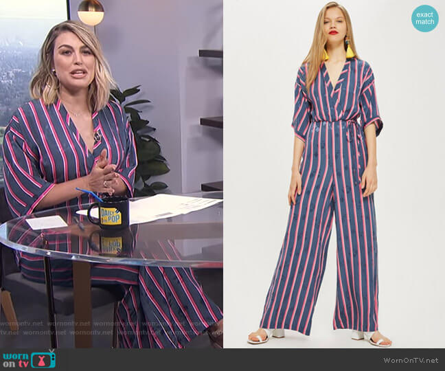 Topshop Striped Jacquard Jumpsuit worn by Carissa Loethen Culiner on E! News