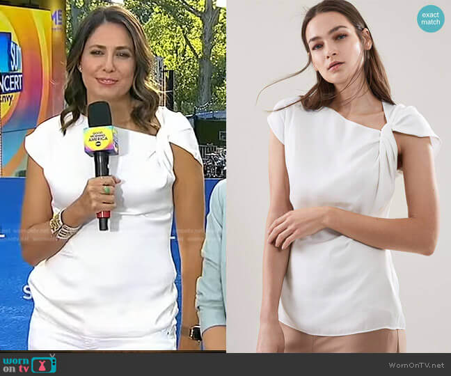 Reiss Trinny Twist Sleeve Detail Top worn by Cecilia Vega on Good Morning America