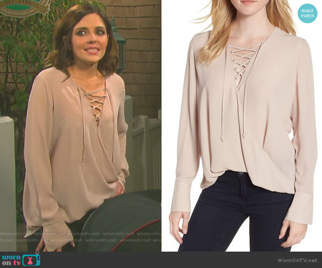 Trouve Lace-Up Top worn by Theresa Donovan (Jen Lilley) on Days of our Lives