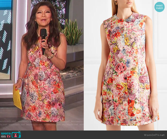 Valentino Floral-print wool and silk-blend crepe mini dress worn by Julie Chen on The Talk