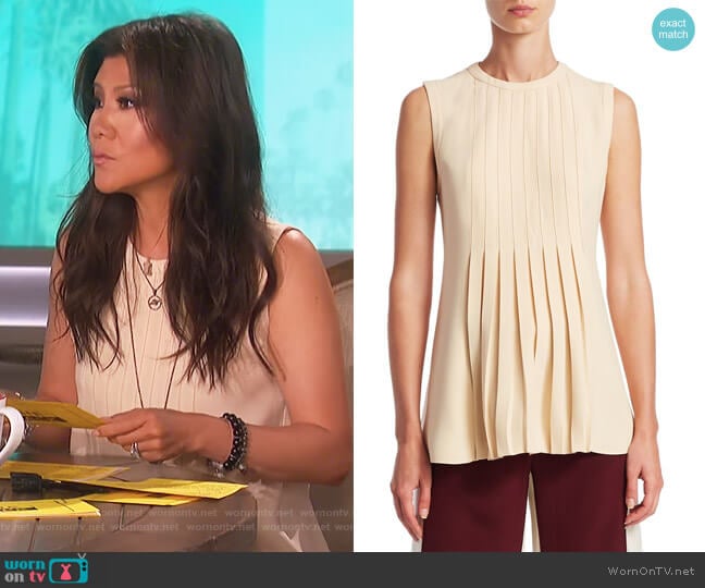 Valentino Pleated Shell Top worn by Julie Chen on The Talk