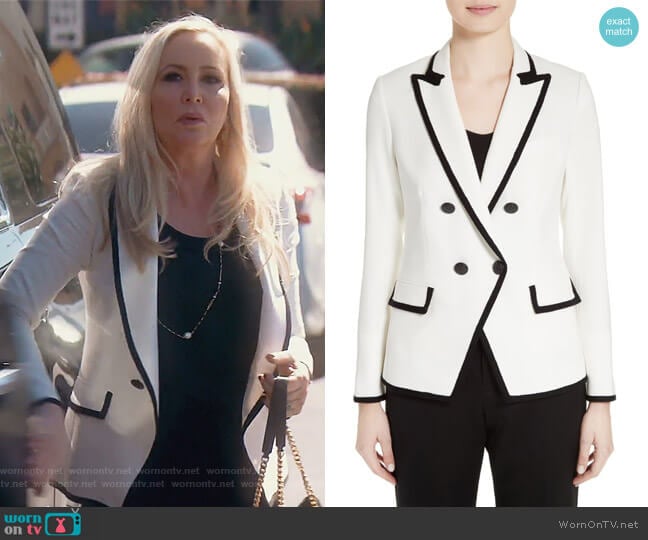Veronica Beard Harriet Contrast Cutaway Blazer worn by Shannon Beador on The Real Housewives of Orange County