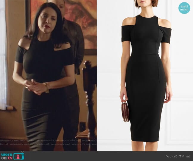 Victoria Beckham Cold-shoulder jersey dress worn by Camila Vargas (Veronica Falcón) on Queen of the South