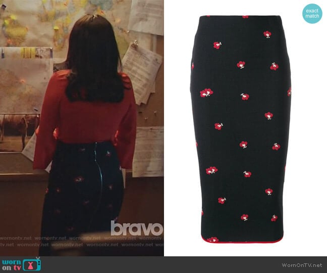 Victoria Beckham Floral Pencil Skirt worn by Camila Vargas (Veronica Falcón) on Queen of the South