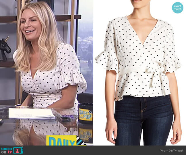 Wayf Kaitlyn Ruffle Sleeve Blouse worn by Morgan Stewart on E! News