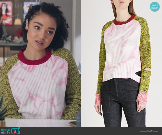 Zoe Jordan Akar cutout wool and cashmere-blend sweater worn by Kat Edison (Aisha Dee) on The Bold Type