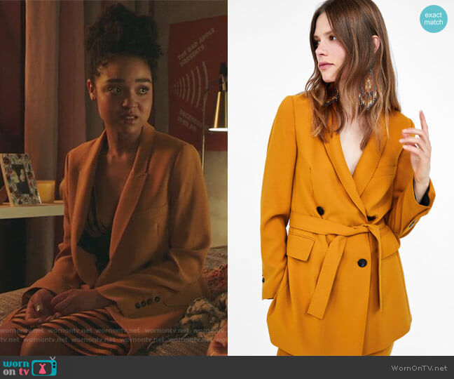 Zara Long Belted Jacket worn by Kat Edison (Aisha Dee) on The Bold Type