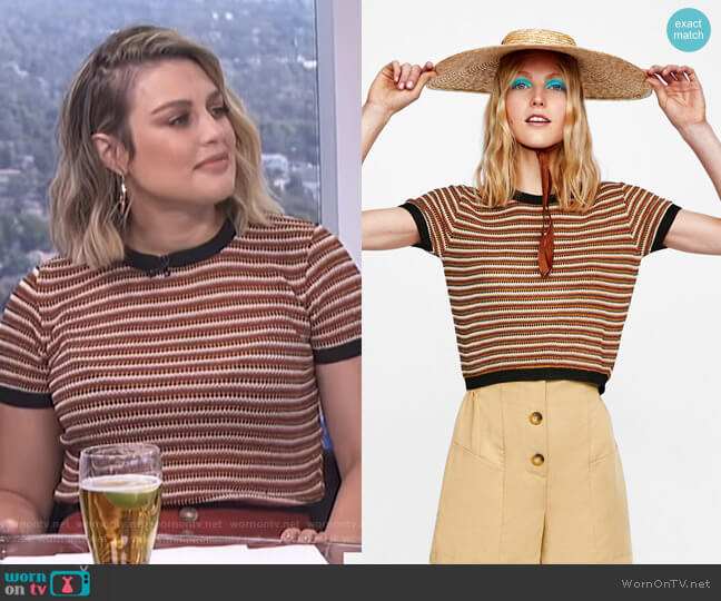 Zara Multicolored Striped Jersey worn by Carissa Loethen Culiner on E! News