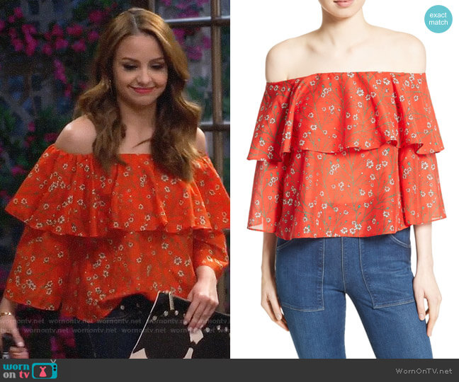 Alice + Olivia Meagan Top worn by Sofia Rodriguez (Aimee Carrero) on Young and Hungry