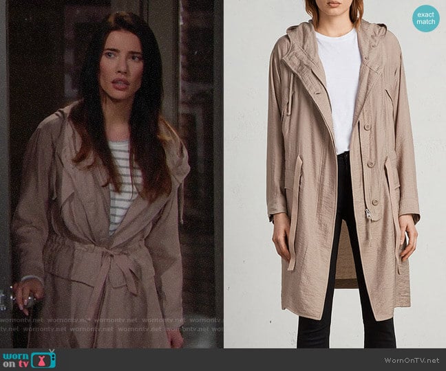 All Saints Kinsley Parka worn by Steffy Forrester (Jacqueline MacInnes Wood) on The Bold and the Beautiful