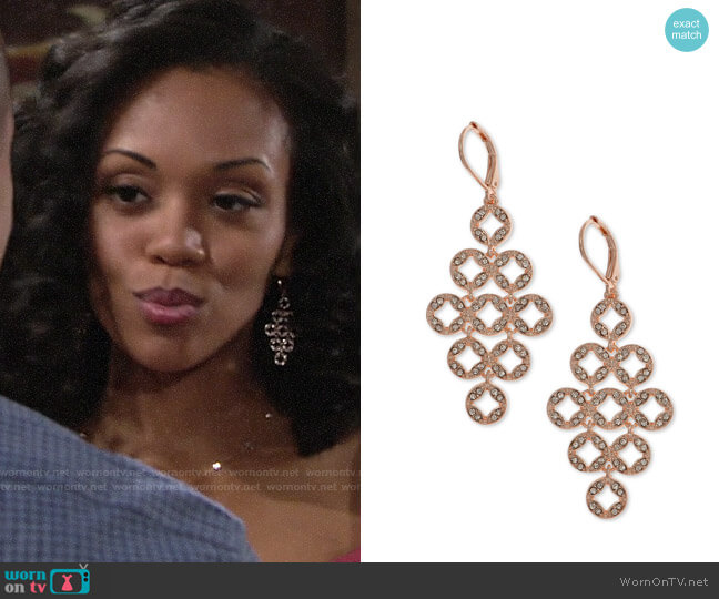 Anne Klein Pave Chandelier Earrings worn by Hilary Curtis (Mishael Morgan) on The Young and the Restless