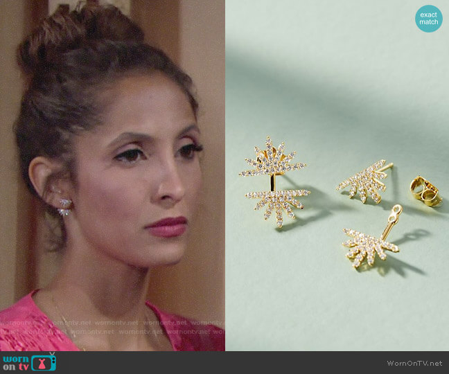 Sunburst Front-Back Earrings from Anthropologie worn by Lily Winters (Christel Khalil) on The Young and the Restless