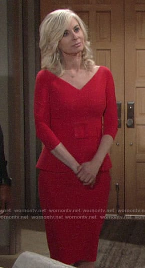 Ashley’s red belted peplum dress on The Young and the Restless