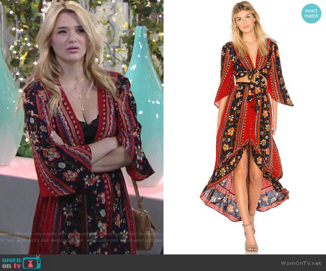Band of Gypsies Bohemian Tie Front Blouse worn by Summer Newman (Hunter King) on The Young and the Restless