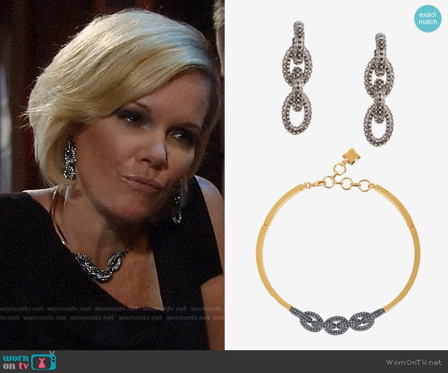 Bcbgmaxazria Pave Chain-link Earrings worn by Ava Jerome (Maura West) on General Hospital