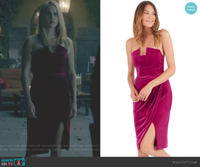Black Halo Jolie Strapless Sheath Dress worn by Rebekah (Claire Holt) on The Originals