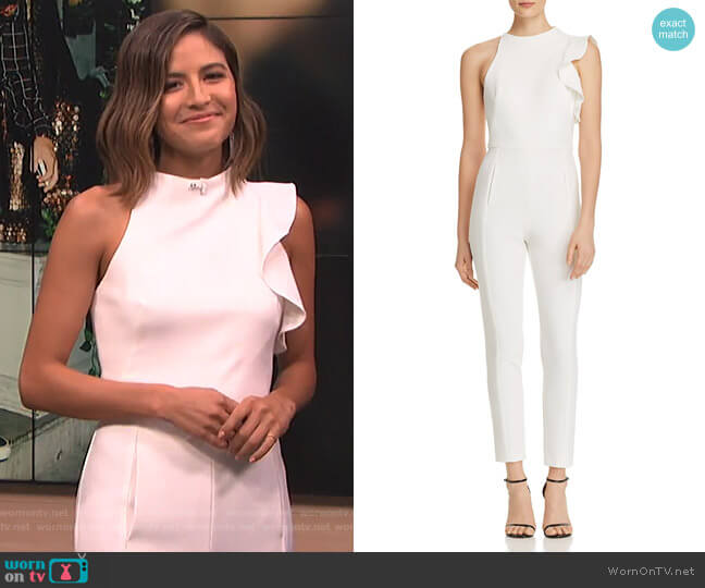 Black Halo Pabla Ruffle-Detail Jumpsuit worn by Erin Lim on E! News