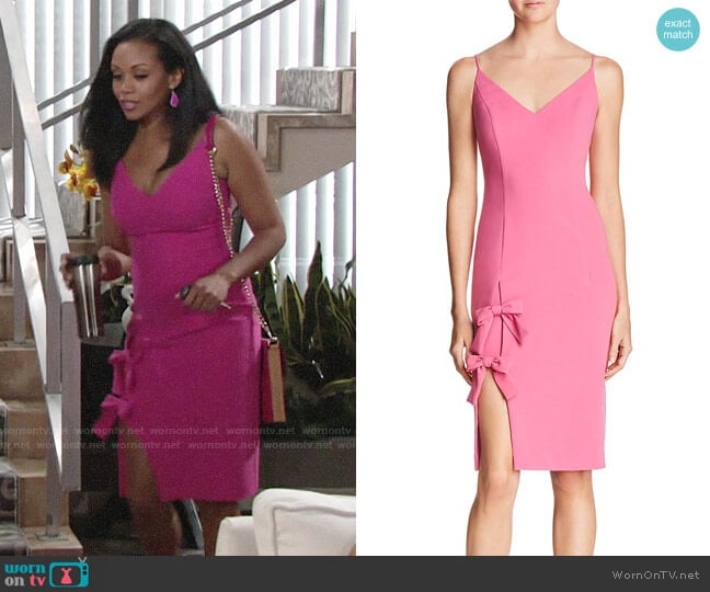 Black Halo Mystic Bow Dress worn by Hilary Curtis (Mishael Morgan) on The Young and the Restless