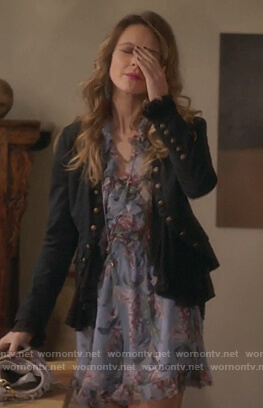 Phoebe’s black ruffle jacket on Girlfriends Guide to Divorce