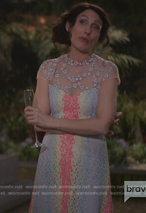 Abby’s multicolored lace midi dress on Girlfriends Guide to Divorce