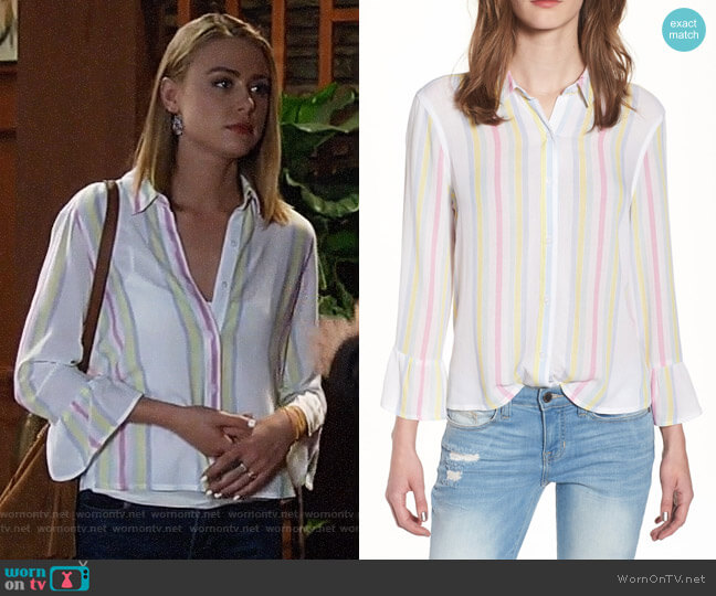 BP Stripe Bell Sleeve Top worn by Kiki Jerome (Hayley Erin) on General Hospital