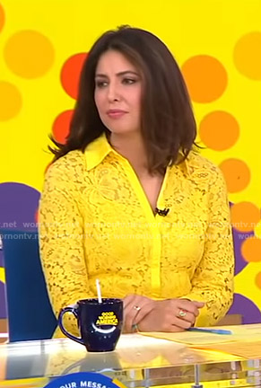 Cecilia’s yellow lace shirtdress on Good Morning America