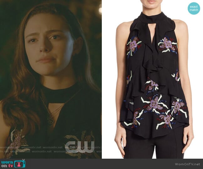Cinq a Sept Moma Ruffle Silk Top worn by Hope Mikaelson (Danielle Rose Russell) on The Originals