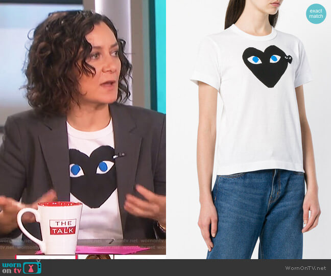 Comme Des Garcons PLAY Heart Eyes T-Shirt worn by Sara Gilbert on The Talk