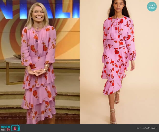 Cynthia Rowley Zuma Asymmetrical Midi Dress worn by Kelly Ripa on Live with Kelly and Mark