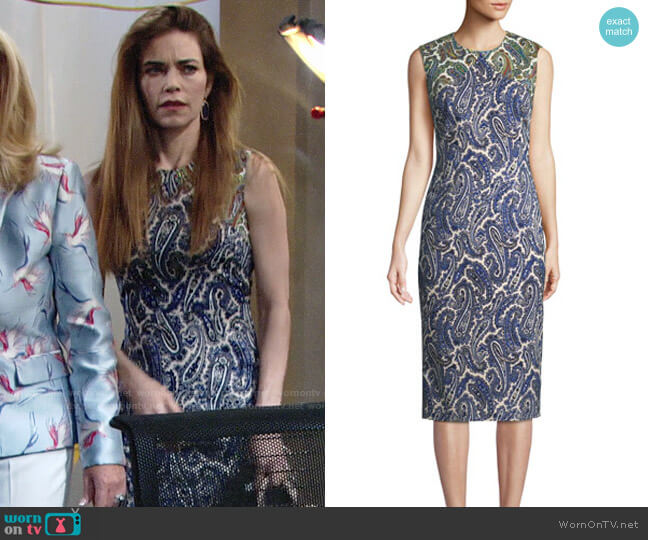 Diane von Furstenberg Paisley Sheath Dress worn by Victoria Newman (Amelia Heinle) on The Young and the Restless