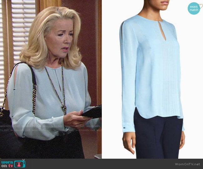 Elie Tahari Jolene Blouse worn by Nikki Reed Newman (Melody Thomas-Scott) on The Young and the Restless