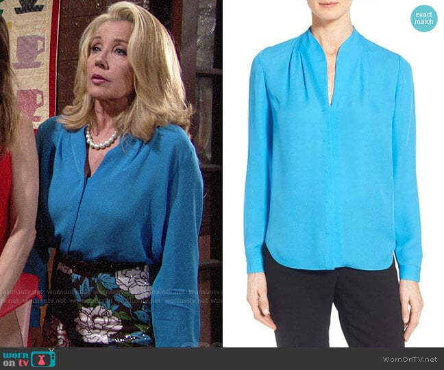 Elie Tahari Judith Blouse worn by Nikki Reed Newman (Melody Thomas-Scott) on The Young and the Restless