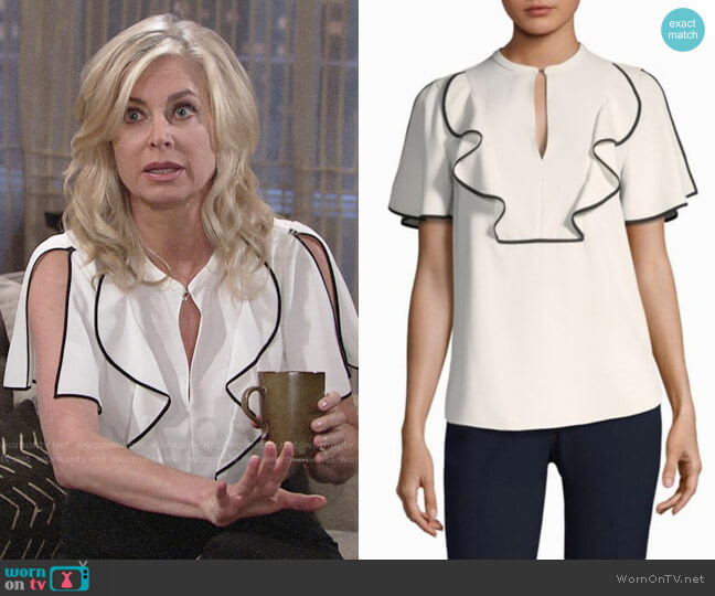Elie Tahari Murrelet Blouse worn by Ashley Abbott (Eileen Davidson) on The Young and the Restless