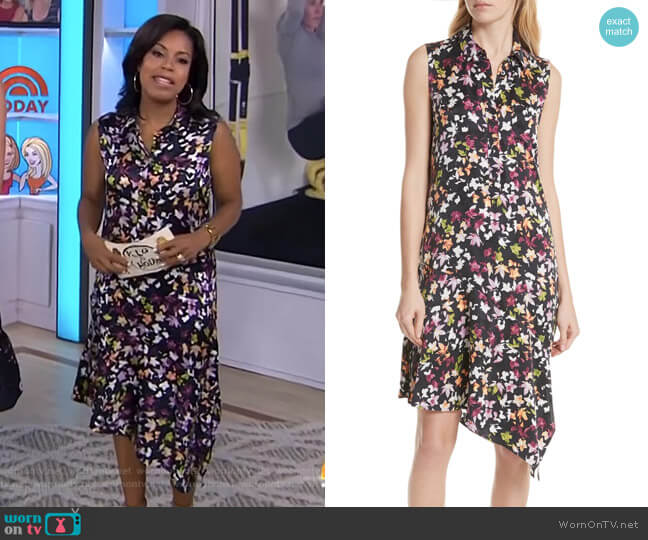 Equipment Tira Asymmetrical Hem Silk Dress worn by Sheinelle Jones on Today