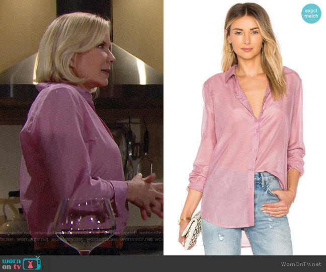 Equipment Essential Shirt in Orchid Smoke worn by Brooke Logan (Katherine Kelly Lang) on The Bold and the Beautiful