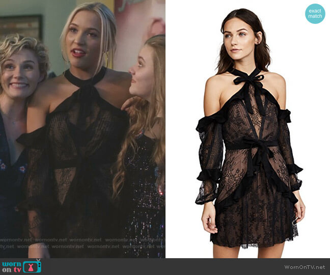 For Love & Lemons Margot Off the Shoulder Mini Dress worn by Maddie Jaymes (Lennon Stella) on Nashville