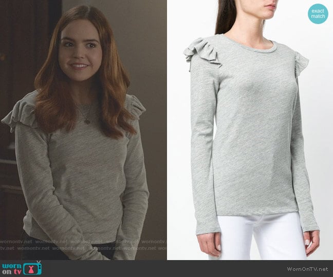 Frame Denim Ruffled Detail T-Shirt worn by Grace Russell (Bailee Madison) on Good Witch