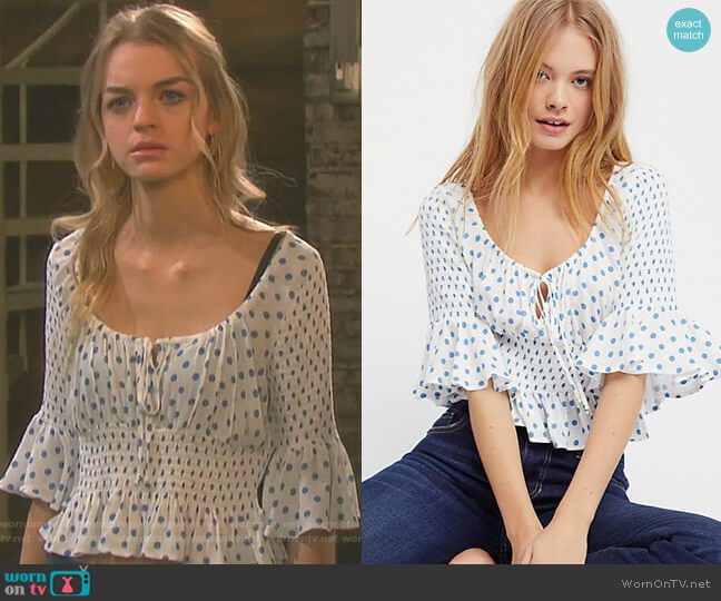 Free People A Bit Of Something Sweet Top worn by Claire Brady (Olivia Keegan) on Days of our Lives