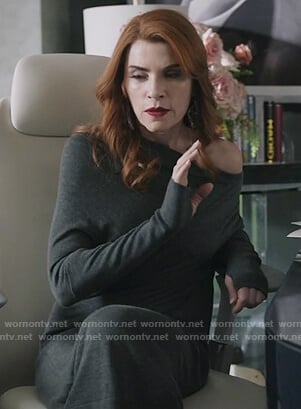 Kitty’s gray long sleeve stretched wool dress on Dietland