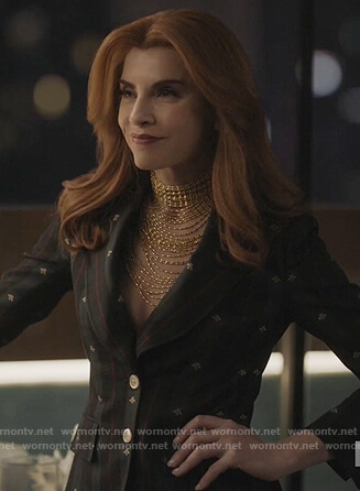 Kitty’s green embroidered blazer on Dietland