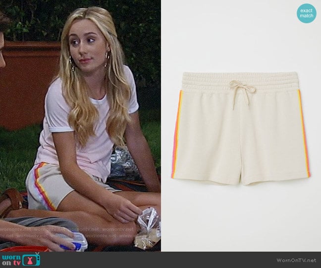 H&M Shorts with Side Stripes worn by Josslyn Jacks (Eden McCoy) on General Hospital
