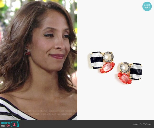 J. Crew Ribbon and Stone Cluster Earrings worn by Lily Winters (Christel Khalil) on The Young and the Restless