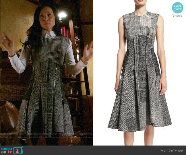 Jason Wu Sleeveless Houndstooth Jacquard Dress worn by Joan Watson (Lucy Liu) on Elementary