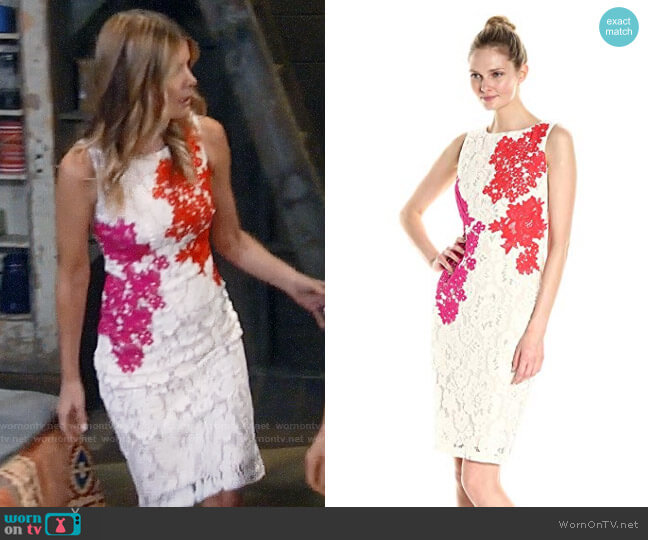 Jax All Over Lace Sheath With Embroidered Flowers worn by Nina Reeves (Michelle Stafford) on General Hospital