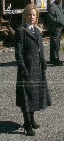 Joan’s long checked coat on Elementary