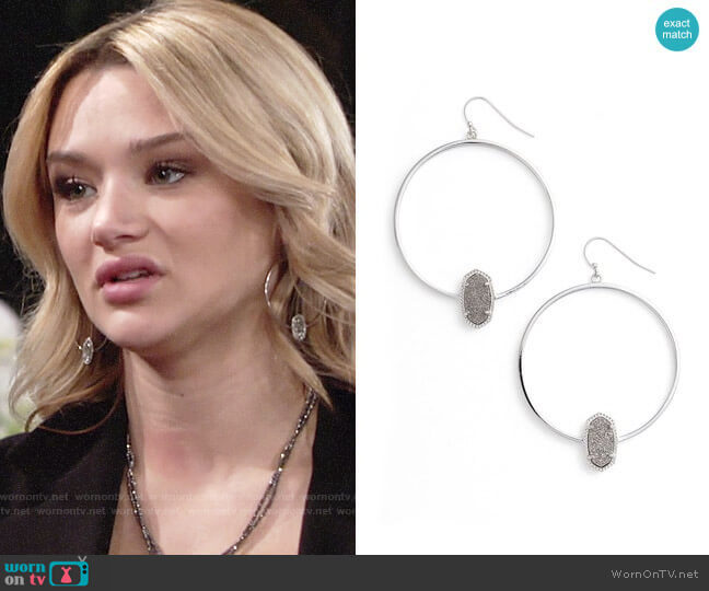 Kendra Scott Elora Earrings in Platinum Drusy / Silver worn by Summer Newman (Hunter King) on The Young and the Restless