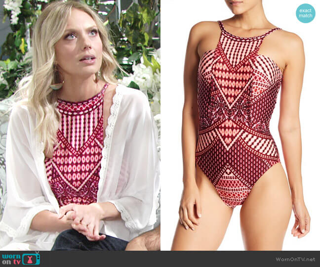 Kenneth Cole Hidden Paradise One Piece Swimsuit worn by Abby Newman (Melissa Ordway) on The Young and the Restless